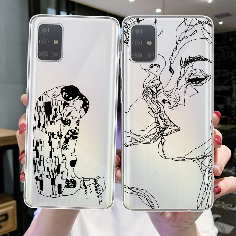 Прозрачный чехол Kiss by Gustav Klimt мягкий из ТПУ для Samsungs Galaxys A10 A30 A50 A70 A80 2019 A51 A71 A6 A8 Plus A9