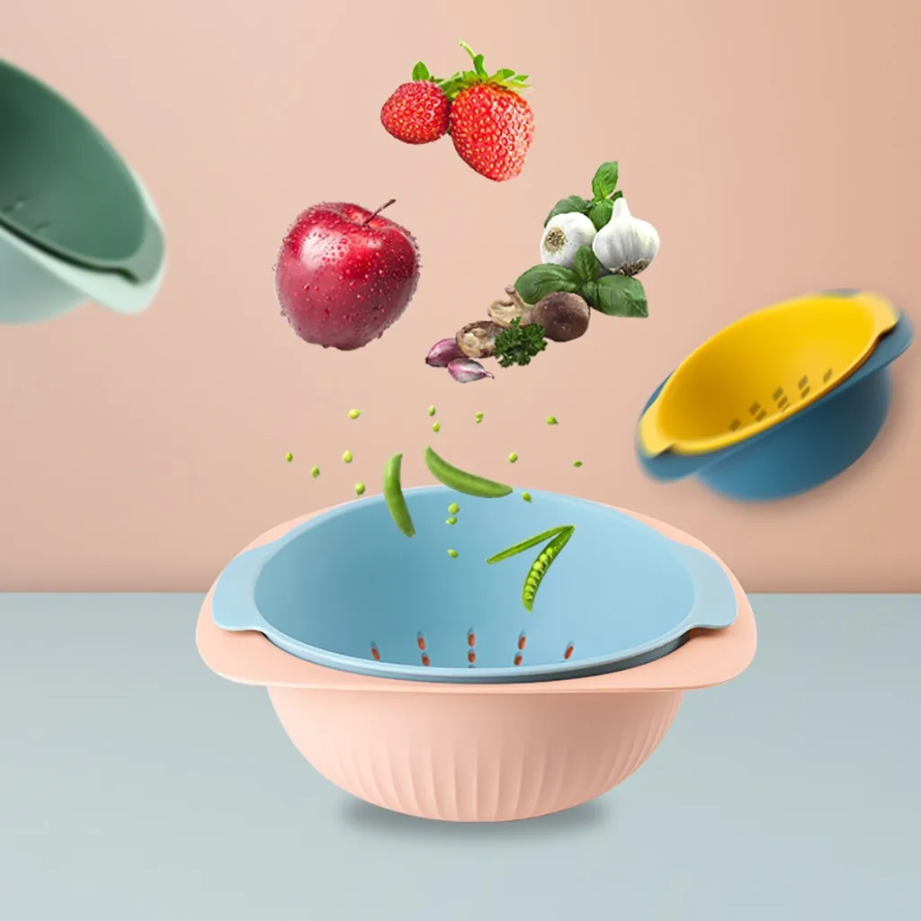 Кухонная дренажная корзина, миска для мытья риса, дуршлаг, корзины, ситечко для кухни, лапша, овощи, фрукты, двойная дренажная корзина для хранения