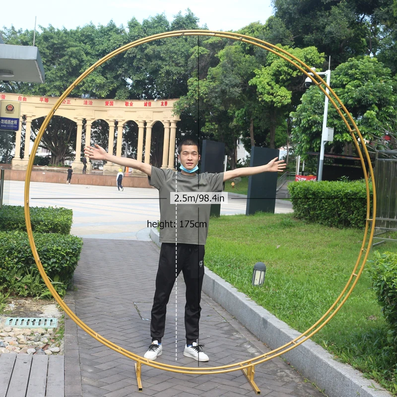 JAROWN Wedding Party Props Backdrop Iron Arch Stand Decor Double Round Ring Arch Frame Decorative Flower Arch Door Decoration (09)