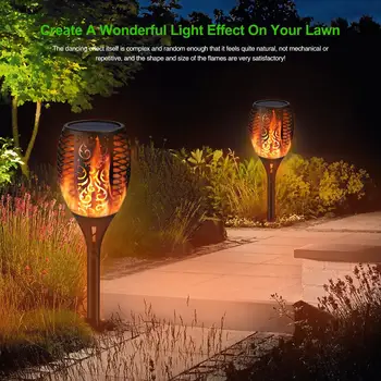 

96LED Solar Flame Lamp Outdoor Garden Torch Lights Safety Waterproof Flicker LED Lawn Garden Landscape Decoration Lighting