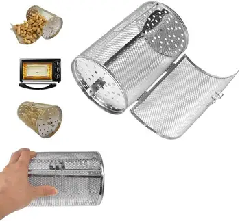 

Stainless Steel BBQ Grill Storage Basket Peanut Oven Roaster Grilled Cage for Roasting Baking Nuts Coffee Kitchen Accessories
