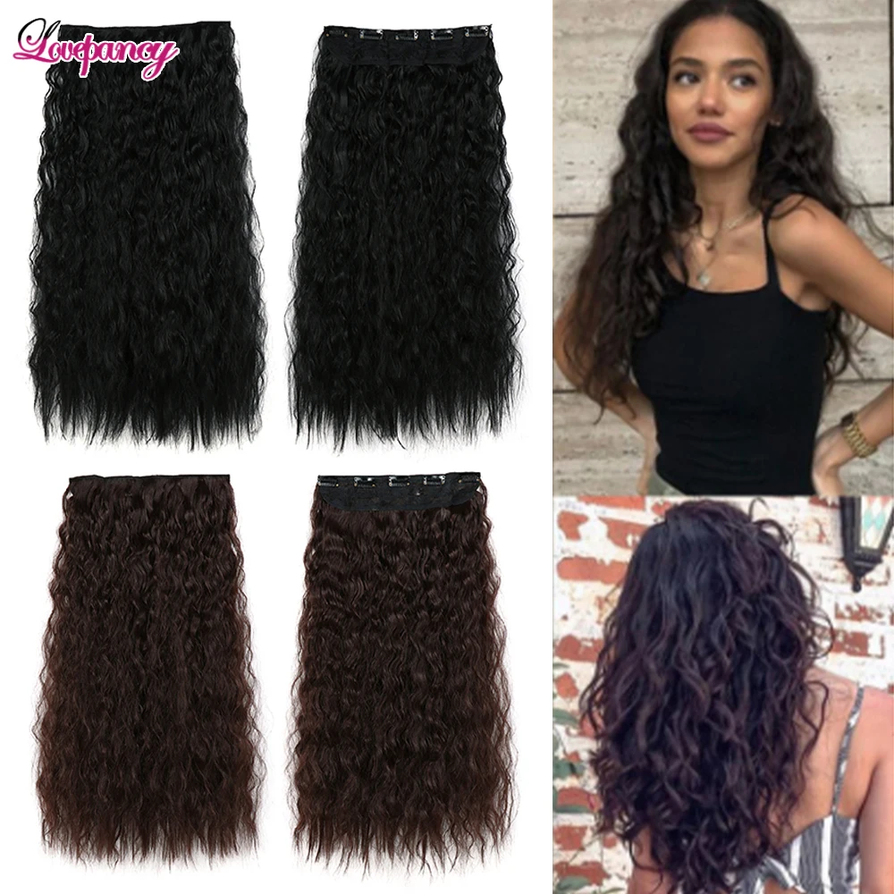 cabelo cacheado, ondulado, peça única, 5 grampos, longo, grampo