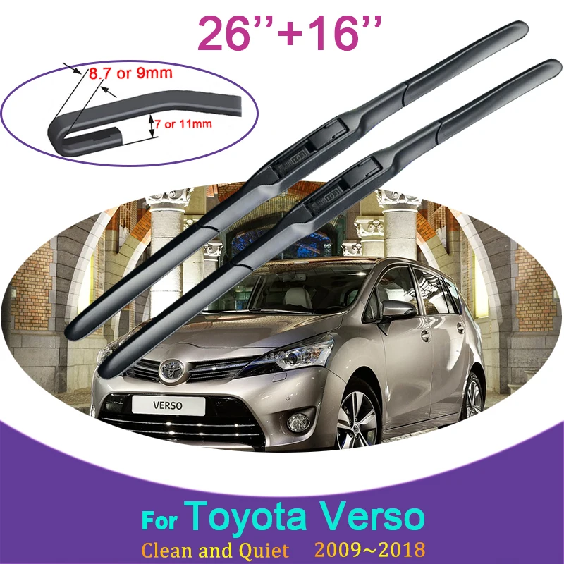 Limpiaparabrisas de goma sin marco para Toyota Verso AR20, de parabrisas delantero, para coche, dos limpiaparabrisas de raspado de nieve, 2009, 2010, 2012 ~ 2018|Limpiaparabrisas| - AliExpress