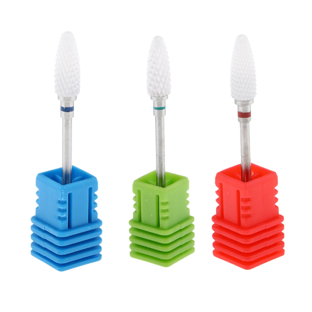Set of 3 Professional Acrylic Cuticle Nails Bit for Manicure Pedicure Cuticle Gel Nail Polishing 3/32 inch