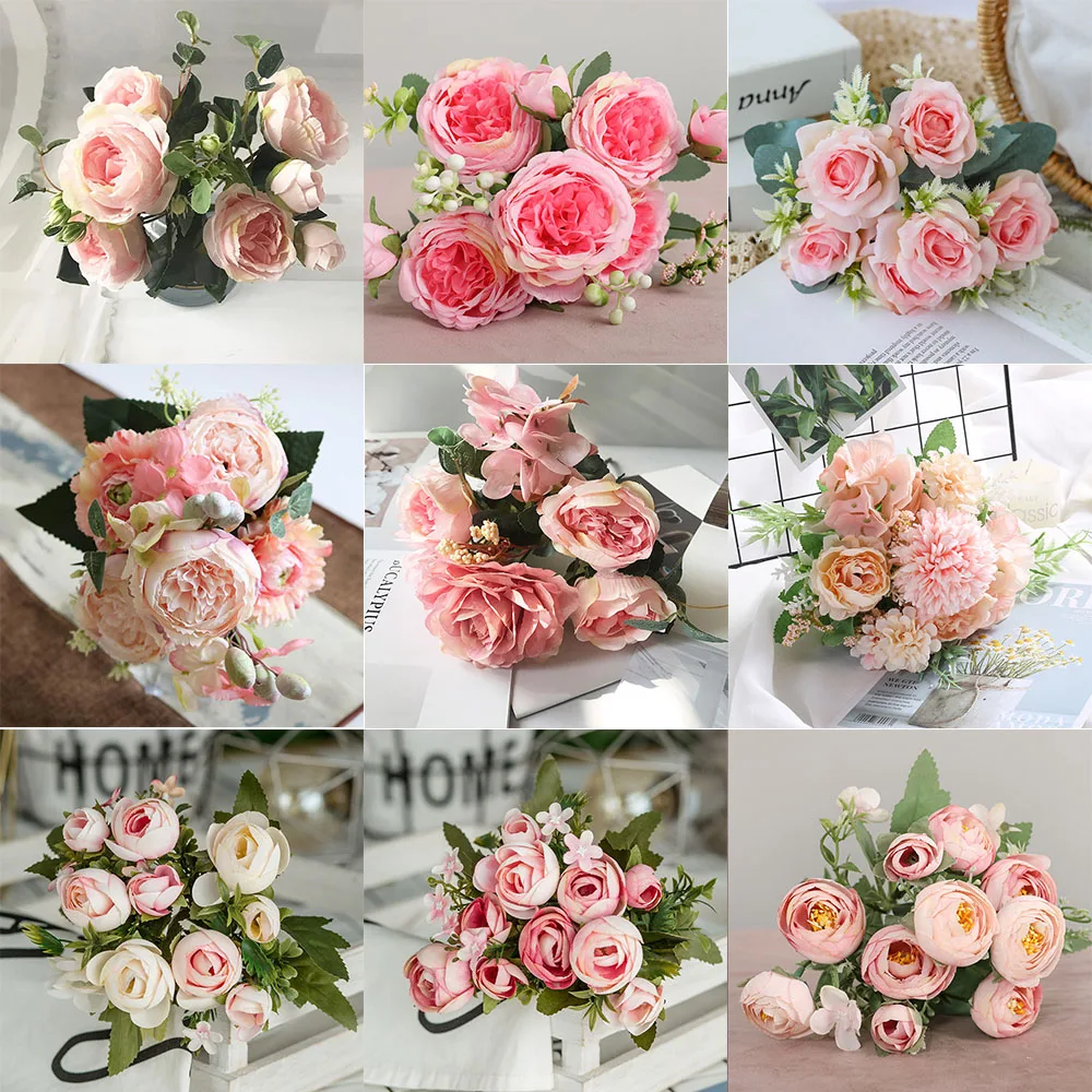 Artificial Silk Peony Flower DIY Bouquet Wedding Home Party Decoration 