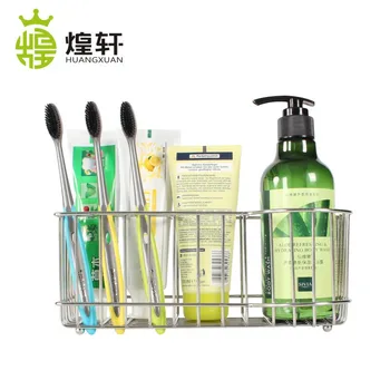

Cross Border Stainless Steel Lattice Toothbrush Holder Sanitary Ware-Free Punched Toothbrush Storage Shelf Home Multi-functional