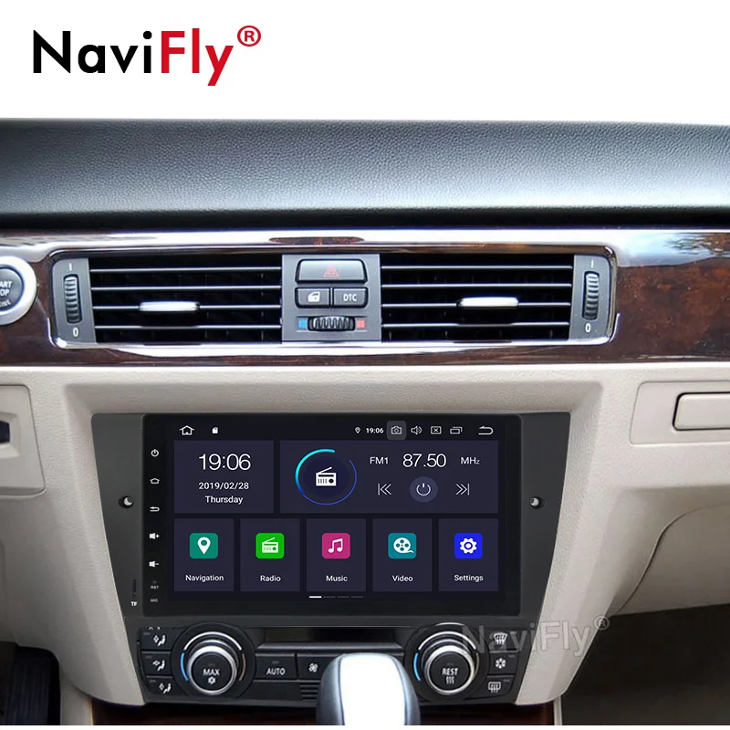 Top NaviFly IPS Screen DSP Android 9.0  Car Multimedia Player for BMW 3 Series E90 E91 E92 E93 Stereo Autoradio HD GPS Navigation BT 5