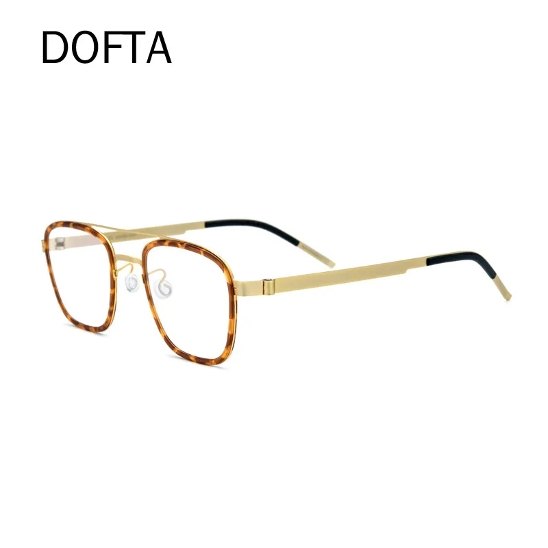 DOFTA сплава очки рамки Для мужчин женские рецепта Eyeglasse ацетат Винтаж квадратный близорукость оправы для очков безвинтовое PJ7006 - Цвет оправы: GOLD