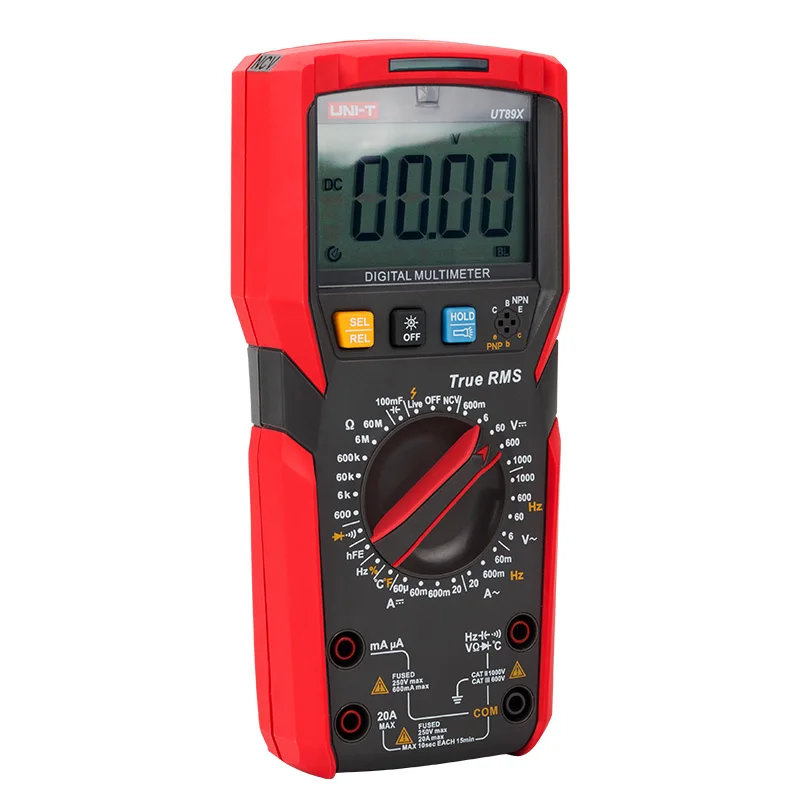 UNI-T UT89X True RMS Digital Multimeter DC/AC Current Voltage Ammeter Voltmeter NCV/Capacitor/Triode/Temperature Tester