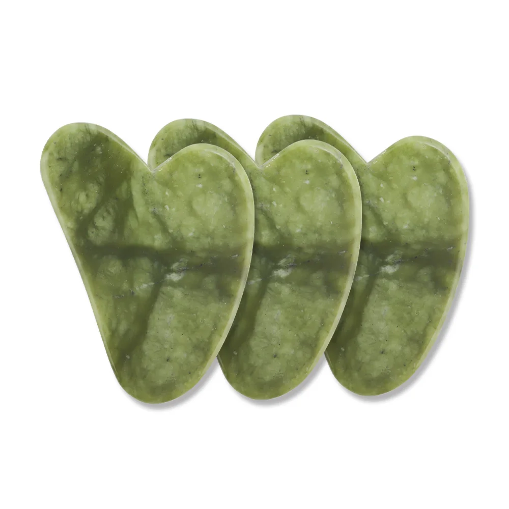 

3pcs Rose Quartz Jade Stone Heart-shaped Gua Sha Scraper Massage Handmade Guasha Board Anti Wrinkle Body Skin Care Tool For Gift