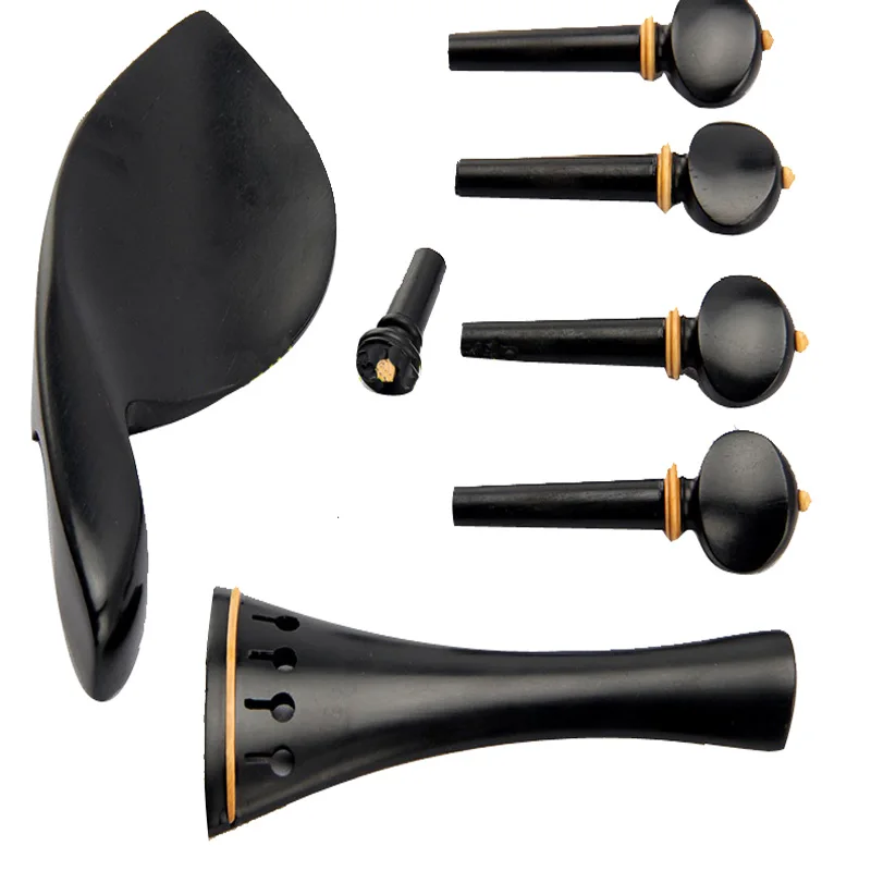 Conjunto de Madeira Ébano Tamanho Completo Violino Acessórios Peças Queixo Resto Estacas Tailpiece Enpin 4 - 1 - Image 4