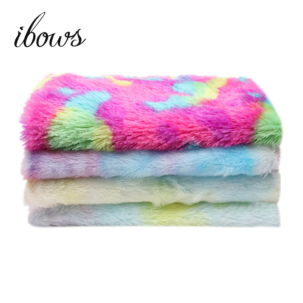 

IBOWS 45*150cm Jacquard plush Rainbow fox fur Backpack toy clothing cloth New long and short hair flame retardant environmental