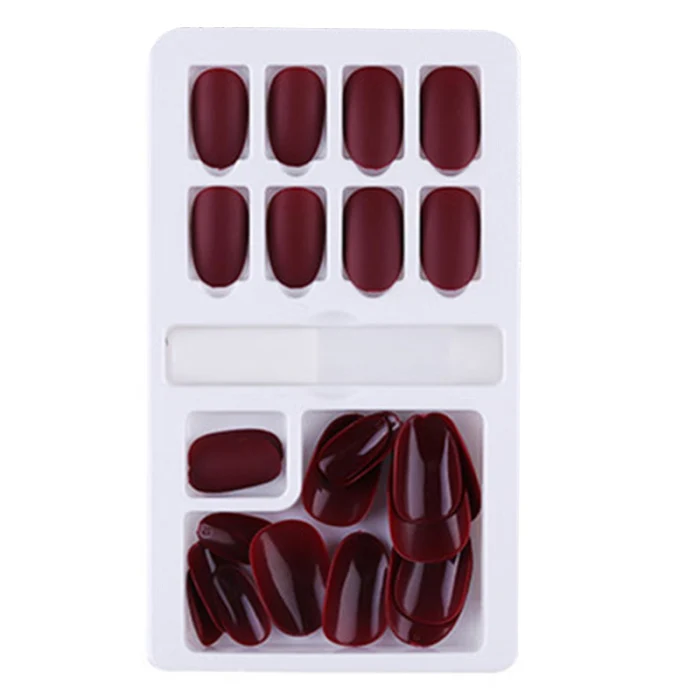 Hot sale 24pcs Reusable Stick-On Nails Tips Removable Wearable Fake Nail Manicure Accessories Kits fre