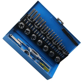 

32Pcs Metric Alloy Steel Taps & Dies & Blue Iron Box Hand Tapping Tool Kit
