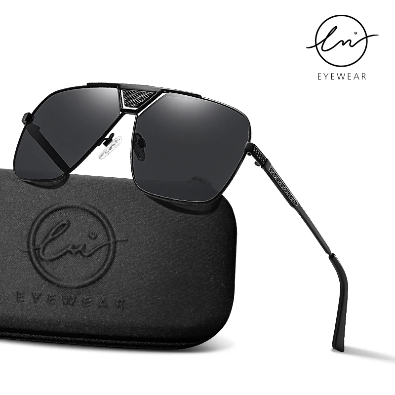 

LM Top Quality Square Style Sunglasses Men Women Oversized Polarized Retro Metal Frame Fashion fishing Driving Sun Glasses UV400
