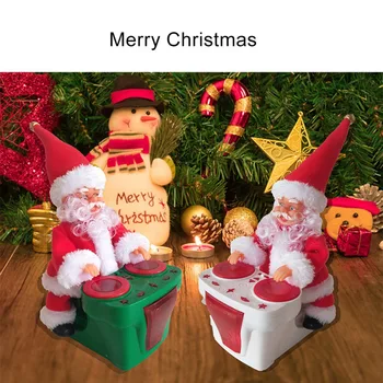

Christmas Decorations Santa Claus Ornaments Electric Beat Drum Doll WIth iusic For Home Xmas Happy New iear Gift
