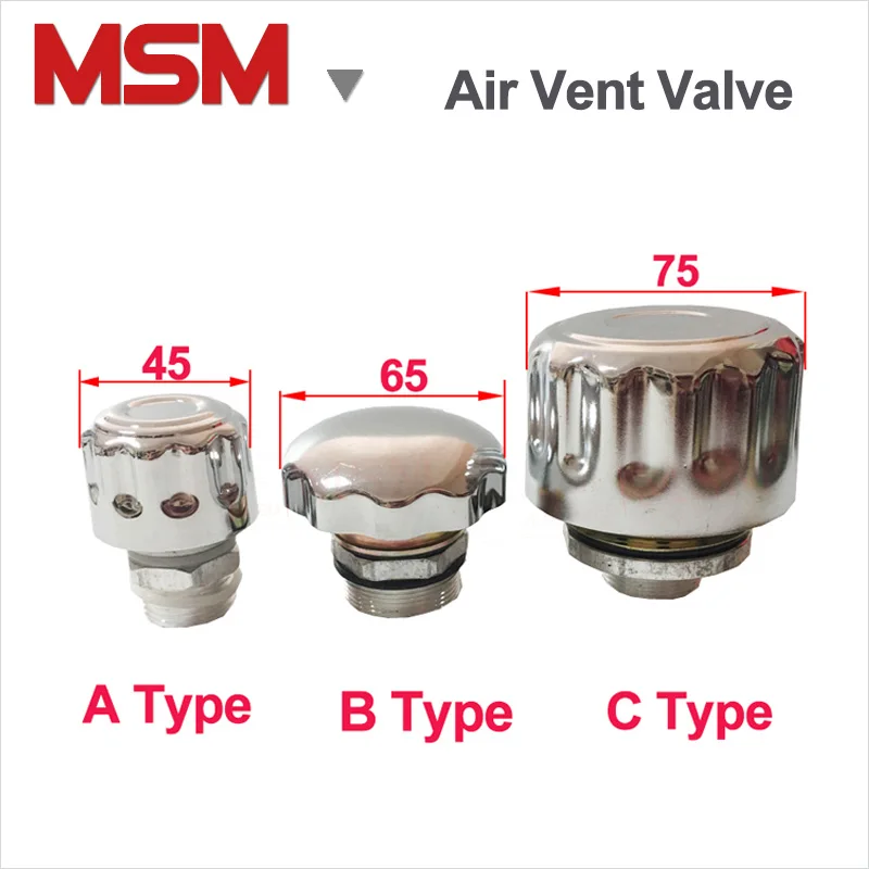 

A/B/C Type Aluminium BSP Male Thread Air Vent Valve Vent Plug For C Type Air Filter Reducer Air Compressor Hydraulic Press