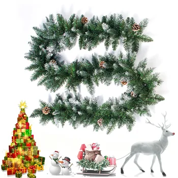 

New Christmas Decorations White Sprayed PVC Christmas Cane 2.7 Meters Christmas Door and Window Pine Cone Decoration