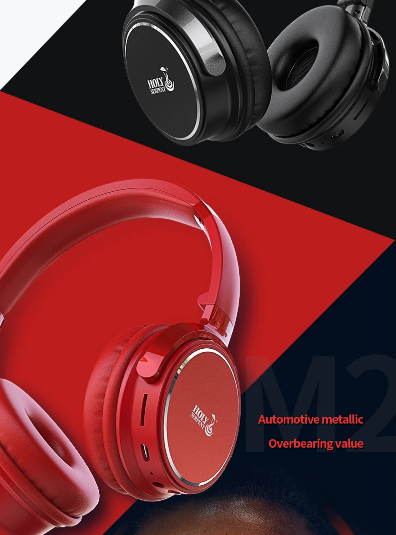 Holy Serpent M2 Беспроводная bluetooth-гарнитура 5,0+ Проводная игровая гарнитура, шумоподавляющая Музыкальная гарнитура, с аудиокабелем 3,5 мм