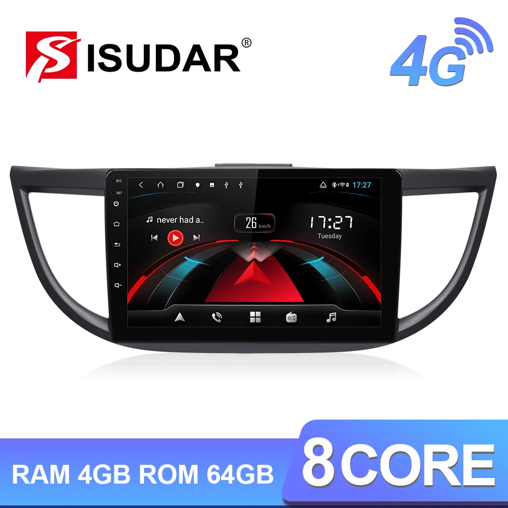 Isudar H53 4G Android 1 Din Авто Радио для Honda/CRV/CR-V 2011- Автомобильный мультимедийный 8 ядро Оперативная память 4 Гб Встроенная память 64 Гб GPS DVR камера ips FM