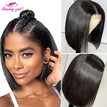 

150% Peruvian Straight Short Bob Lace Closure Wigs 13x6x1 Lace T Part Human Hair Wigs Remy Hair 4x4 T Part Wig Pre-plucked