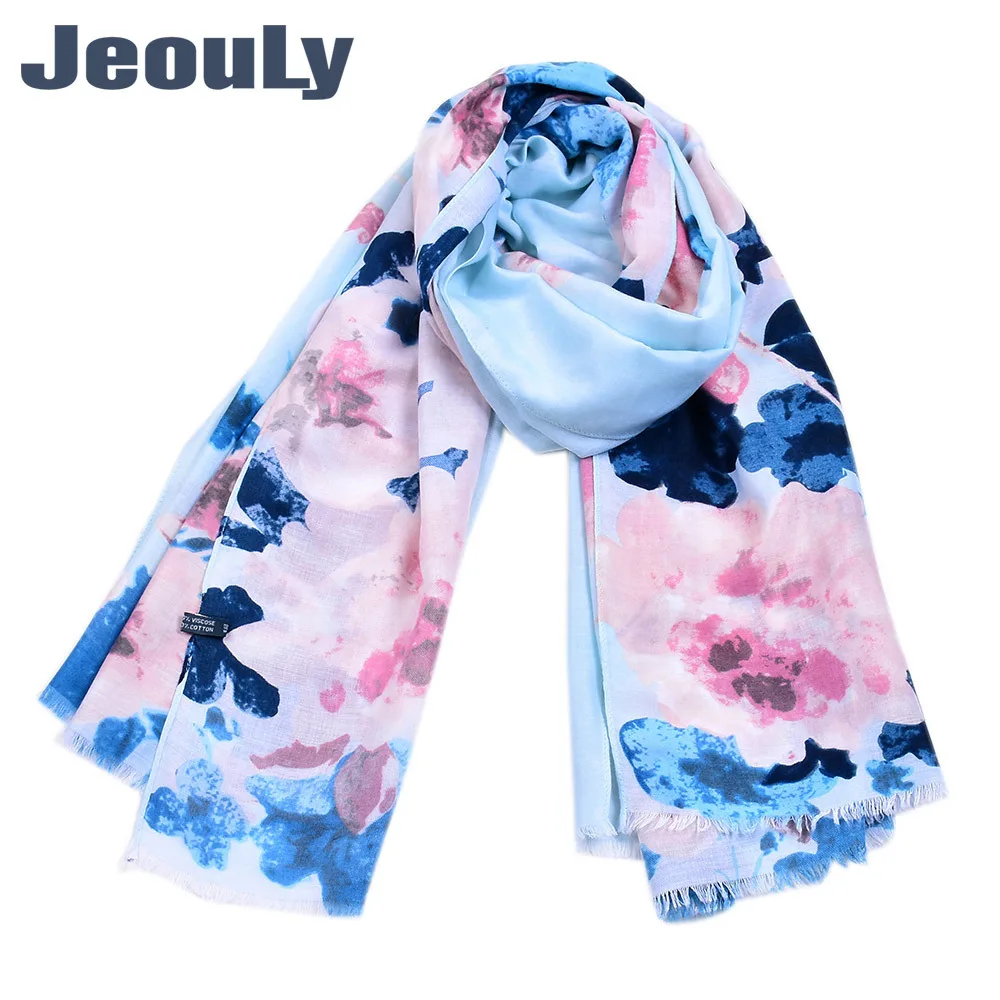 

2019 Autumn And Winter Women's Big Flower Scarf Satin Floral Print Soft Imitated Silk Fabric Silk Scarves Tassels Shawl