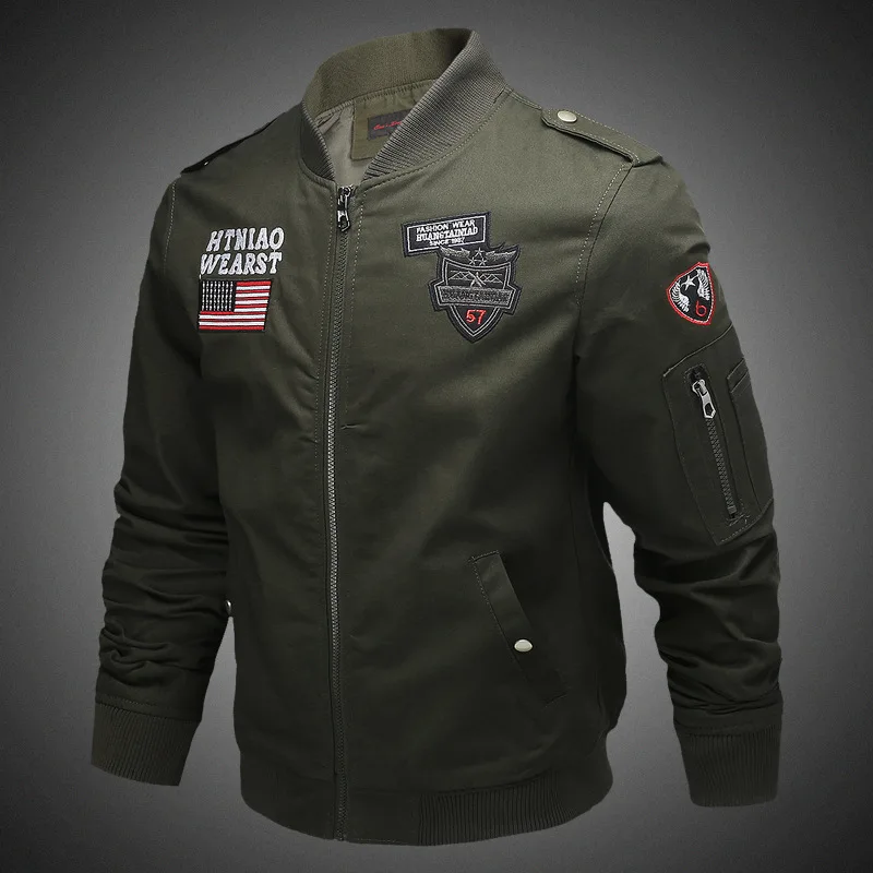 Army green Тактическая куртка мужская зимняя теплая флисовая куртка-бомбер пальто Мужская Повседневная воздушная сила полета США армейская Куртка Верхняя одежда 4XL chaqueta - Цвет: Army green