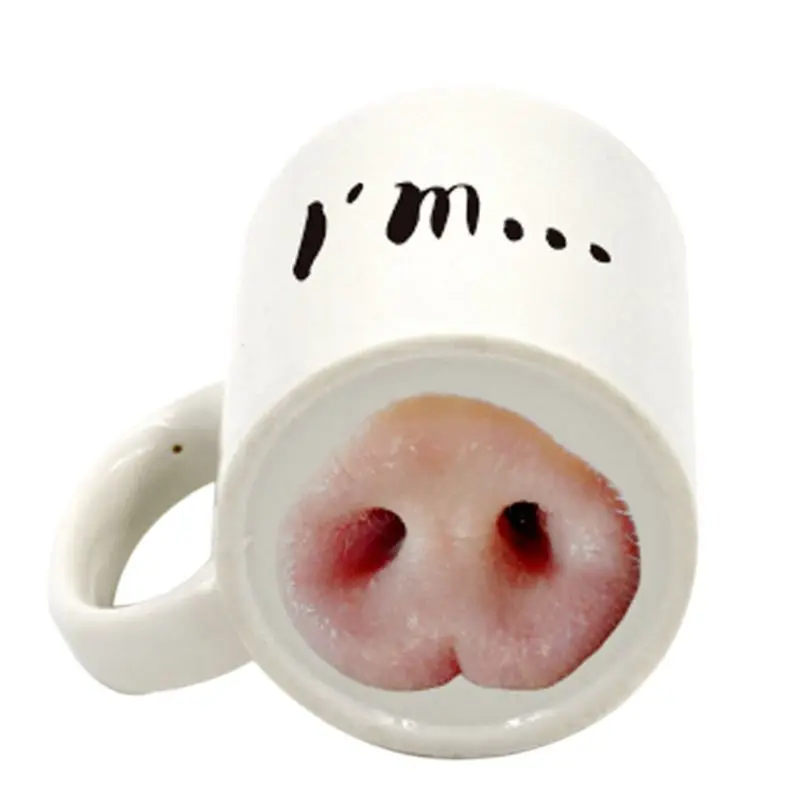

Funny Dog Pig Nose Mug Cup Creative Ceramic Mark Beverage Laugh Tea Coffee Cups Pig Nose