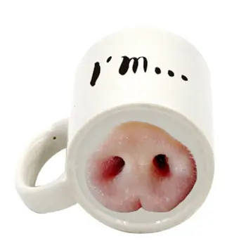 

Funny Dog Pig Nose Mug Cup Creative Ceramic Mark Beverage Laugh Tea Coffee Cups Pig Nose