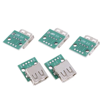

5pcs 2.54mm Type A Female USB To DIP PCB Connector USB PCB Board Connectors