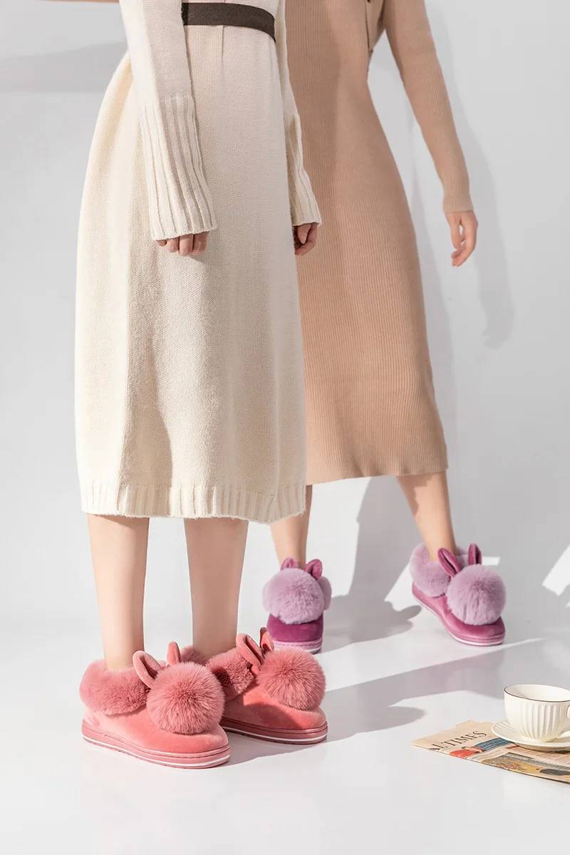 Pink Flock Warm Cotton Women Boots Cheap Winter Shoes Casual High top Fur Flats Outdoor Hot Women Snow Boots botines mujer 2021