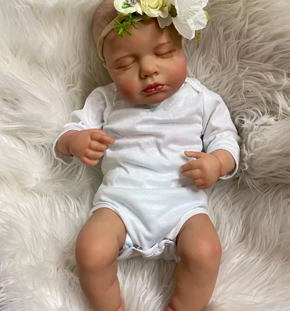 

Bebe Reborn Dolls 20 Inches Newborn Baby Cotton Body Silicone Vinyl Realistic Body With Painted Hair Christmas Gifts