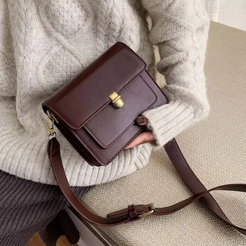 

MINI Solid Color PU Leather Crossbody Bags For Women 2019 Lock Shoulder Messenger Bag Travel Small Handbags and Purse