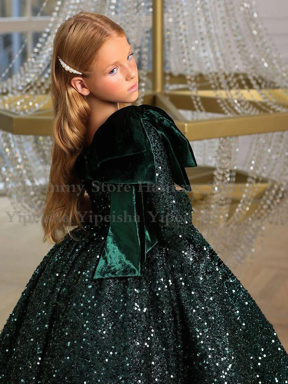 Abiti da ragazza di fiore verde smeraldo abito da festa di nozze con  paillettes Glitter per compleanno abito da prima comunione con una spalla  alla caviglia|Flower Girl Dresses| - AliExpress