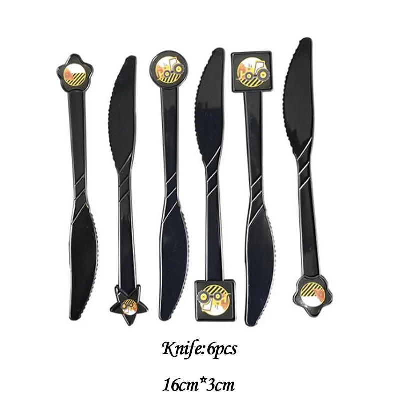 Knife Строительная техника экскаватор строительный работник детская тематическая вечеринка на день рождения декоративные бумажные стаканчики - Цвет: Knife