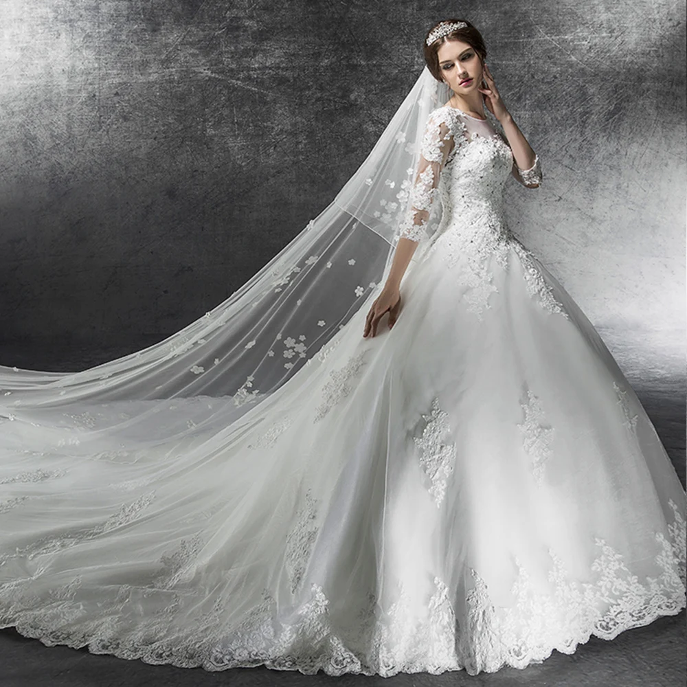 2020 великолепное бальное платье Свадебные платья с часовым шлейфом Vestido De Noiva Princesa Бисероплетение Аппликации со стразами элегантное платье