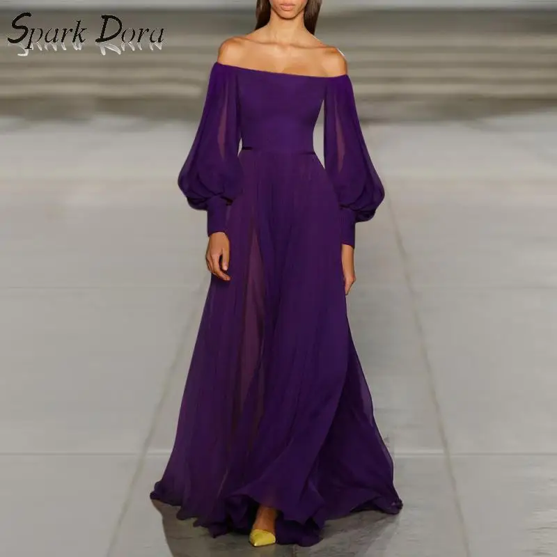 

SparkDora tik-tok Big V Spring And Summer 2020 Sexy Chiffon Long Sleeve Princess dress Casual Shoulder High Waist Dress S-3XL