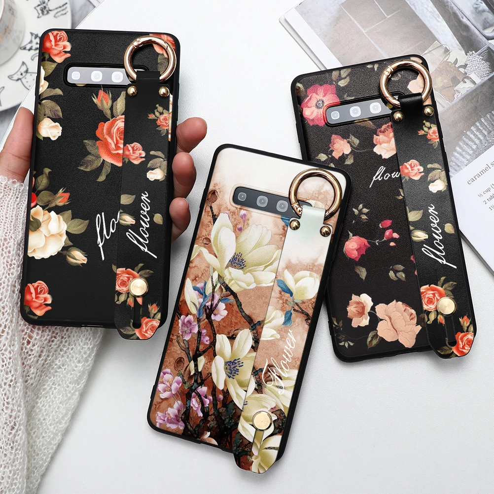 Силиконовый чехол с цветочным рисунком на запястье для Samsung Galaxy S20 S10 S9 S8 S7 S6 Plus Ultra