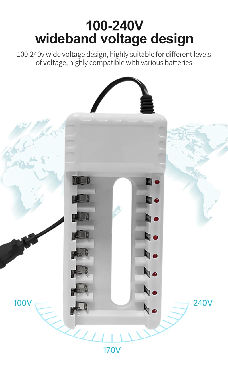 PHOMAX 5W 2 4 V 8 слотов ЕС светодиодный смарт дисплей быстрое зарядное устройство AA AAA Ni