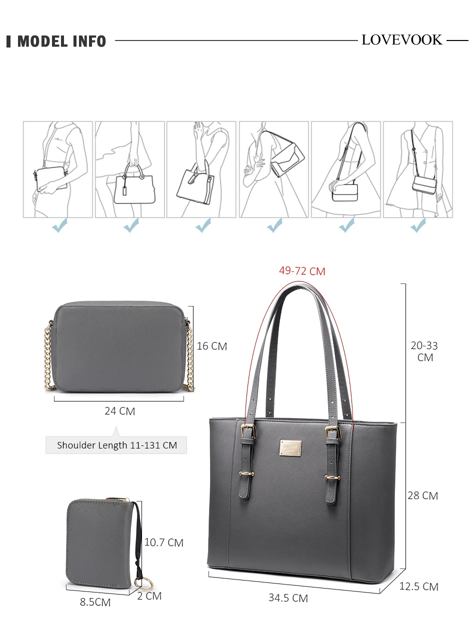 Женская сумка LOVEVOOK, большие сумки для ноутбука для офиса, женские сумки на плечо женские для работы, школьные сумки, сумки через плечо