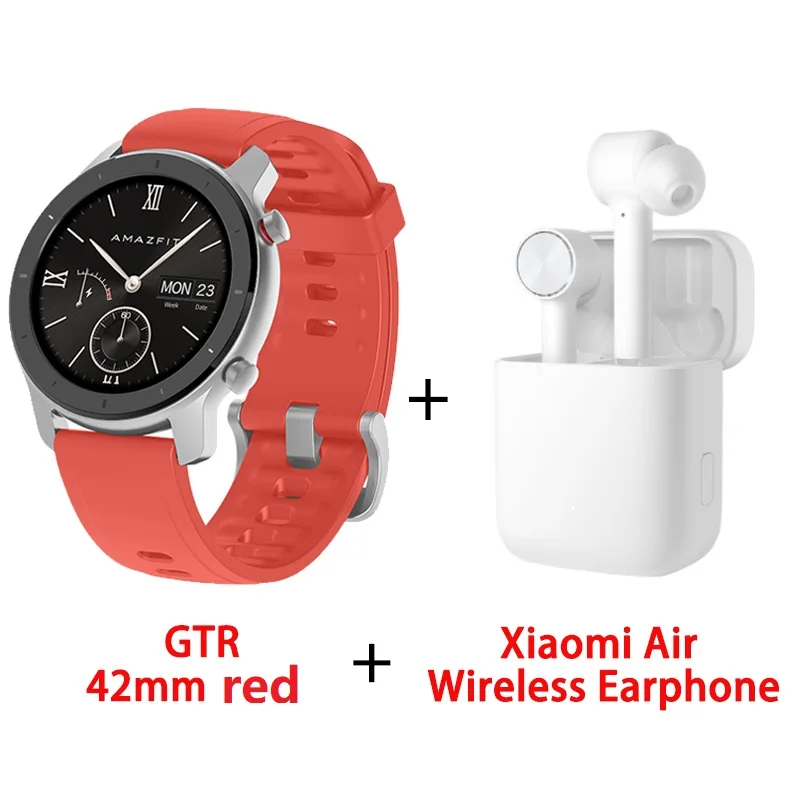 [Глобальная версия] AMAZFIT GTR умные часы 42 мм 5 АТМ водонепроницаемые gps ГЛОНАСС Bluetooth монитор сердечного ритма умные часы - Цвет: R add Air earphone