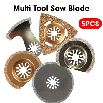

5 Pcs Oscillating Multitool Saw Blade Set E-cut Circular Carbide and Diamond Oscillating Multi Tool Saw Blades Triangle Rasp