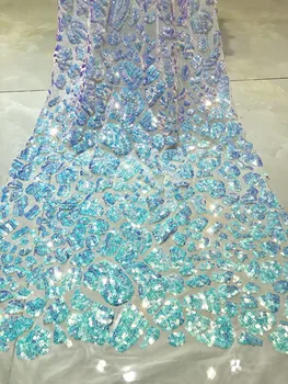 

Fashionable irregular geometric square sequins stretch net bottom suitable for banquet evening dress multicolor sequin embroider