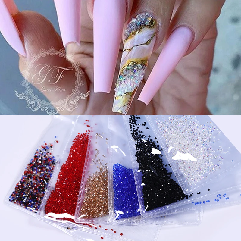 

1440PCS/Bag Nail Art Rhinestones Sharp Bottom Shiny Black Red Blue Mixed Colors Irregular 3D Nail DIY Beauty Design Decorations