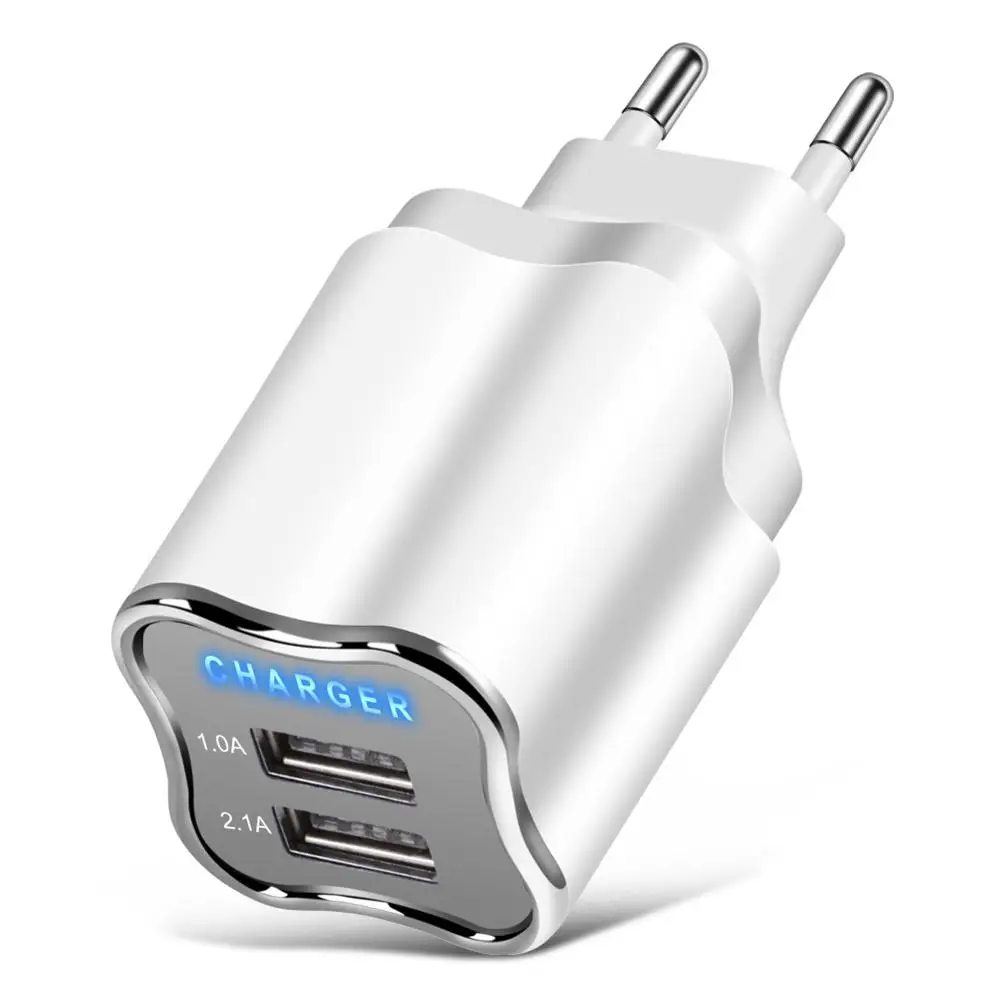 Дорожное портативное зарядное устройство 5 в 2 1 а с двумя USB-портами адаптер