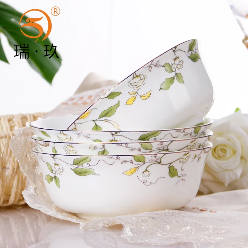 

Tangshan Bone Porcelain Bowls and Dishes with Pottery Bowls and Plates with Soup Bowls and Noodles