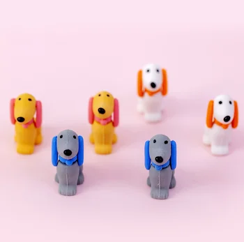 

2pcs dog puppy rubber pencil eraser stationary school supplies items kawaii office creative cartoon kids gift students prizes