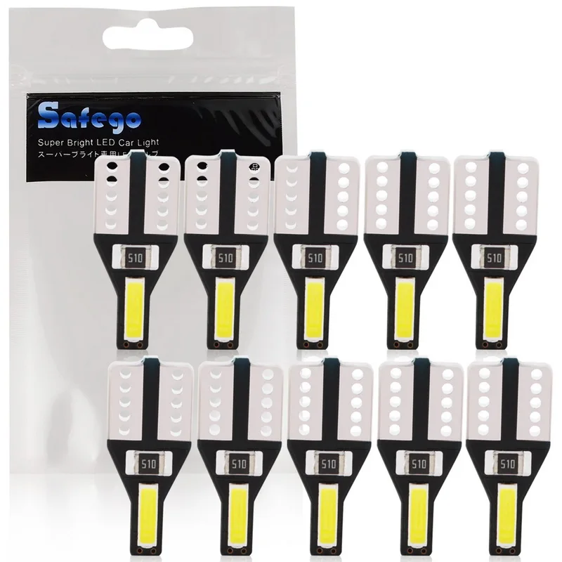 Safego 10 шт. W5W T10 194 168 светодиодный Автомобильный Интерьер лампочки 2 SMD 7020 Авто Автомобиль Клин лампы боковые поворотные сигнальные лампы белый 12 В
