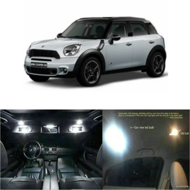 

LED Interior Car Lights For mini countryman 2010+ room dome map reading foot door lamp error free 15pc