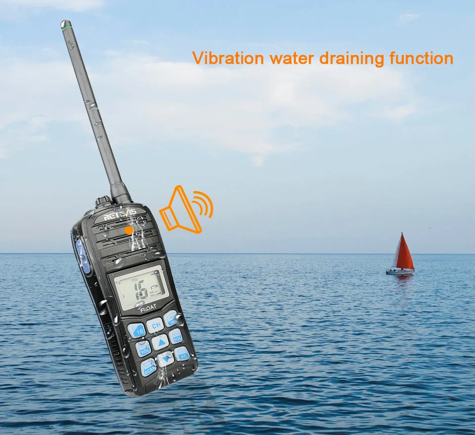 RETEVIS RT55 профессиональная морская радиостанция диапазона VHF поплавок Walkie Talkie Водонепроницаемый двухстороннее радио NOAA оповещение о погоде 5 Вт Морской VHF радио